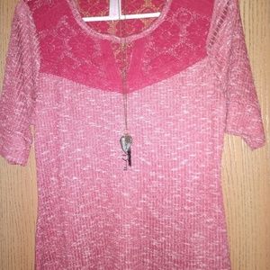 Deep Red Lace Shirt